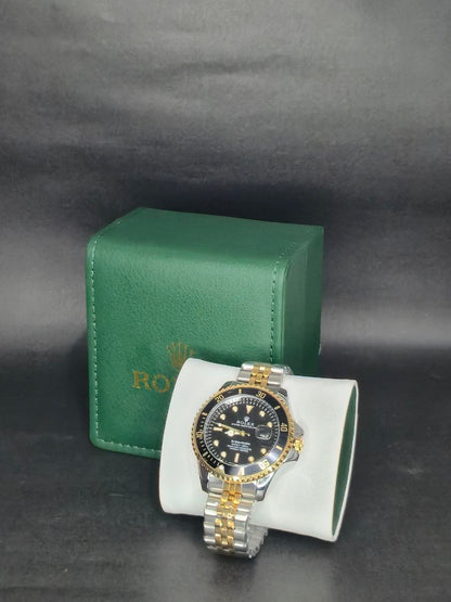 🔱 Reloj Estilo Rolex Submariner Bicolor Dorado & Plateado – Lujo Deportivo ⌚✨