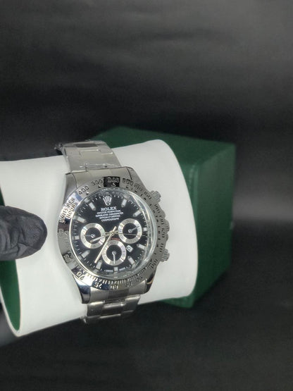 ⌚✨ Reloj Rolex Daytona Cosmograph Black & Silver – Elegancia Deportiva ⚫🤍