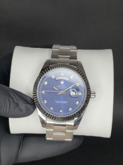 ✨ Reloj  Rolex Day-Date ⌚ Esfera Azul con Diamantes – Poder y Distinción 💎